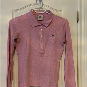 Lacoste Light Pink Long Sleeve Polo